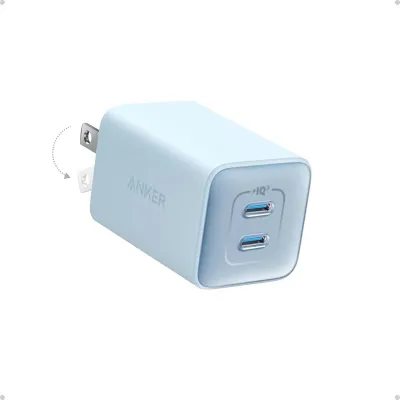 Anker Nano Charger, 47W 2 Port Compact Foldable GaN USB C Charger for iPhone 17/16, Galaxy, Pixel, Compatible with MagSafe (Blue)