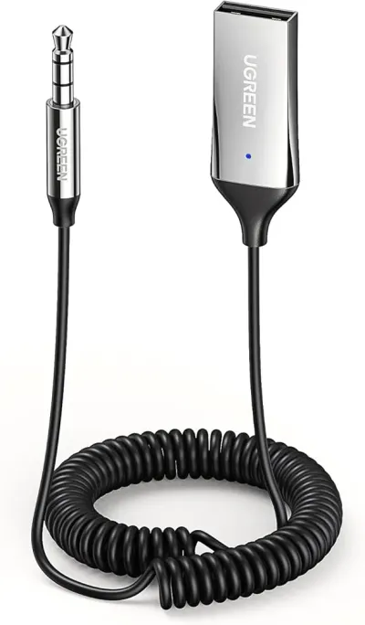 UGREEN Aux to Bluetooth 6.0 Adapter 3.5mm Bluetooth Receiver for Car USB 2.0 to 3.5mm Jack Kit with Built-in Microphone Aux Input for Hands-Free Calls Compatible with Car Speaker and Home Audio