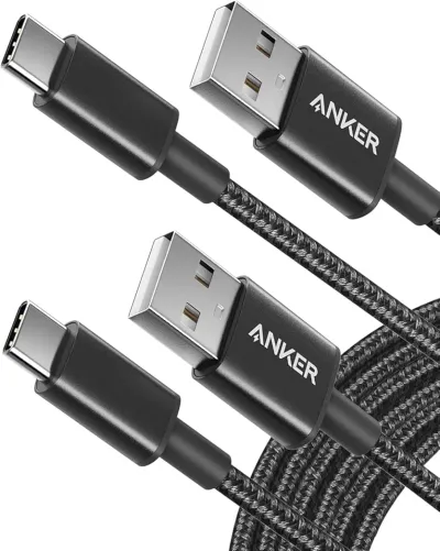 Anker Cable [2 Pack 10ft], USB A to USB C Cable for iPhone 17 Series,Samsung Galaxy S10 S10+, LG V30, Beats Fit Pro and More (Black).