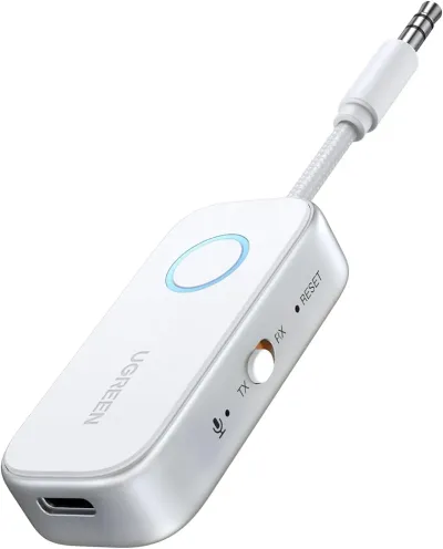 UGREEN Airplane Bluetooth 6.0 Transmitter Receiver for 2 Airpods or Headphones, Airplane Travel Essentials 2-in-1 Wireless Bluetooth Adapter, 3.5MM AUX Jack Adapter on Flight, TV, Car Stereo