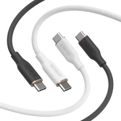 Anker USB C Cable, Type C Flow Cord, Fast Charging for iPhone 17 Series, MacBook Pro 2020, and More (USB 2.0) (240W) (2, Balck+White, 6FT)