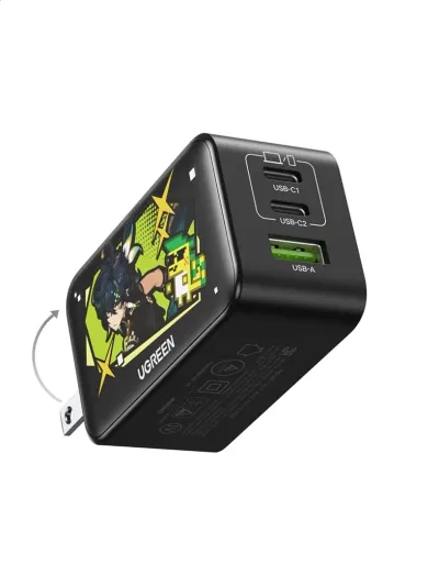 UGREEN Nexode 65W GaN USB C Wall Charger, 3-Port Compact Foldable Fast Charger for MacBook Pro/Air, Dell XPS, iPhone 17/16/15, Galaxy S25/S24, Pixel 10/9, iPad Pro (Genshin Edition)