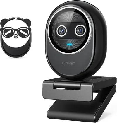 EMEET Piko+ (Piko Plus), World’s 1st Dual-Camera AI-Powered 4K Webcam, 1/2.55'' Sony Sensor, 3 Mics&3 Sound Modes, Panda Magnetic Privacy Cover, USB C-C&C-A, Ideal for Livestreamers